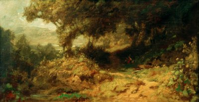 Forest Landscape (Resting Children at the Fountain) by Carl Spitzweg